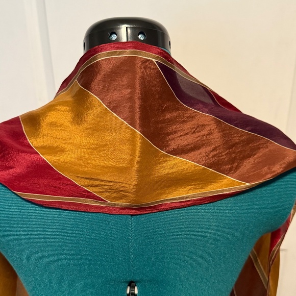 Vintage Liz Claiborne 100% Silk Rectangular Striped Scarf - Picture 6 of 6